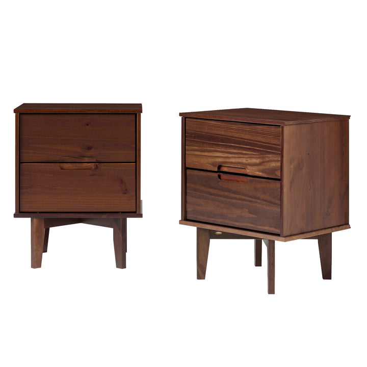 Aizlyn Mid-Century Modern Solid Wood Groove-Handle Nightstands (Set of 2) Wade Logan® Color: Walnut