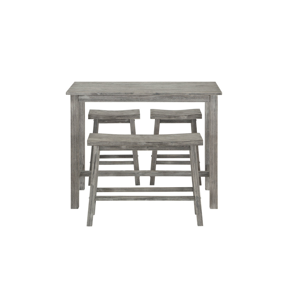 Colynn 4 - Person Counter Height Rubberwood Solid Wood Dining Set Dakota Fields Color: Storm Gray Wire-Brush