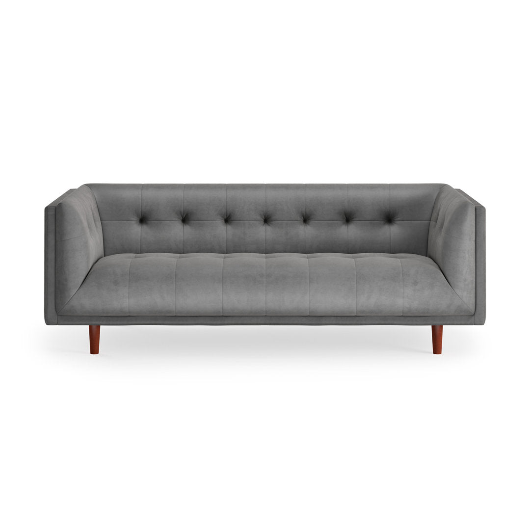 George 82" Velvet Tuxedo Arm Sofa AllModern Fabric: Platinum Gray Velvet