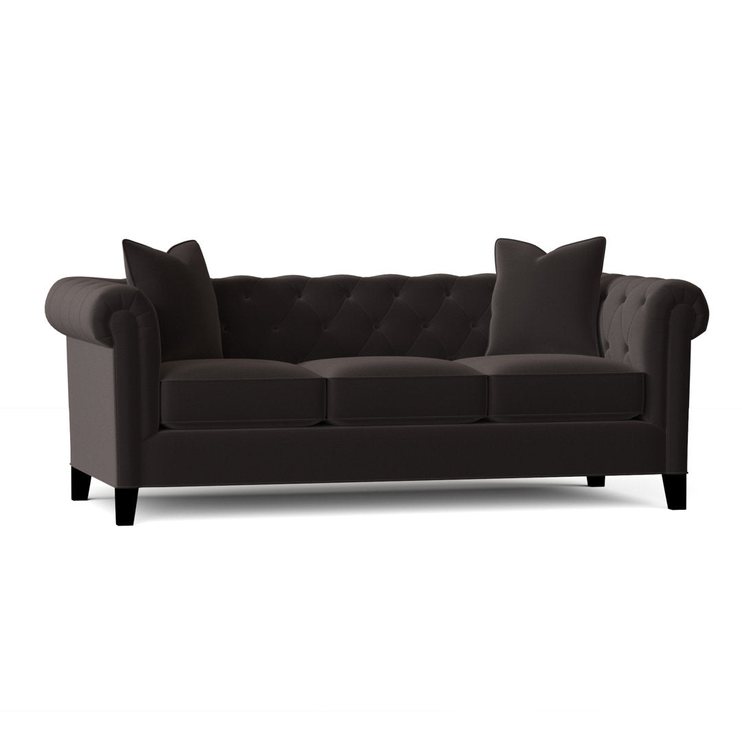 Caspar 82" Velvet Rolled Arm Chesterfield Sofa with Reversible Cushions Willa Arlo™ Interiors Body Fabric: Gypsy Graphite Performance Microfiber