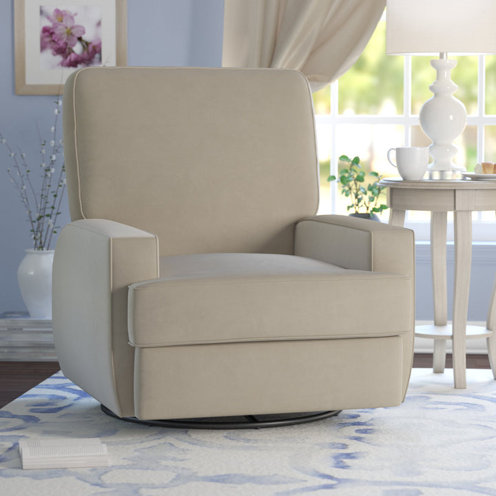 Abingdon Upholstered Swivel Reclining Glider Mack & Milo™ Upholstery Color: Beige Velvet