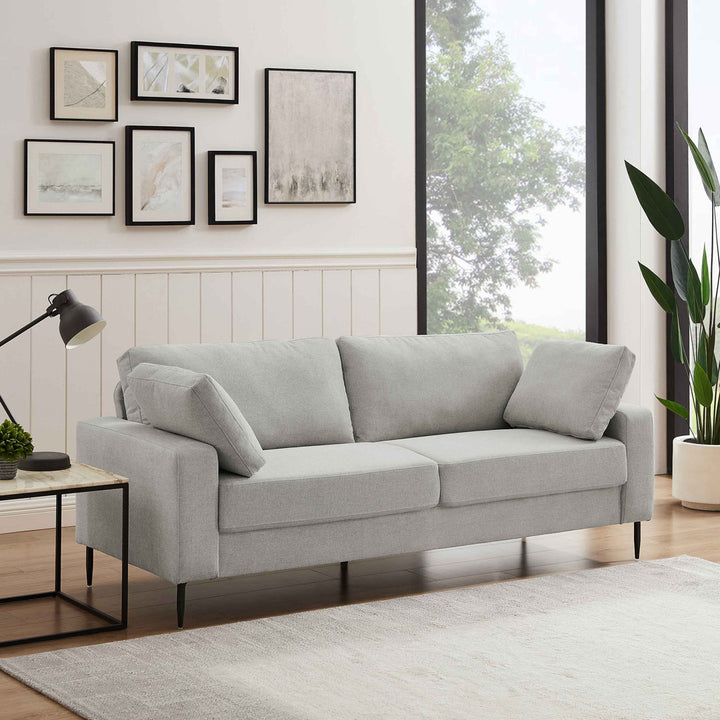 Jeses MINIMORE Modern Style Etta 84.3" Mid-Century Modern Design Sofa Corrigan Studio® Fabric: Light Gray Linen Blend