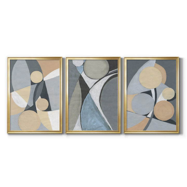 A Soft Jeweled Geometric II - 3 Piece Painting Print Set (Set of 3) Wade Logan® Size: 22.5" H x 91.5" W x 1.5" D Format: Gold Framed Canvas