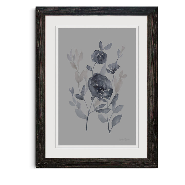 Peonies In Gray II' - Picture Frame Print on Glass Winston Porter Size: 32" H x 44" W x 1.25" D Format: Framed Ebony Print