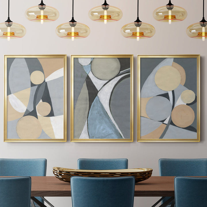 A Soft Jeweled Geometric II - 3 Piece Painting Print Set (Set of 3) Wade Logan® Size: 22.5" H x 91.5" W x 1.5" D Format: Gold Framed Canvas