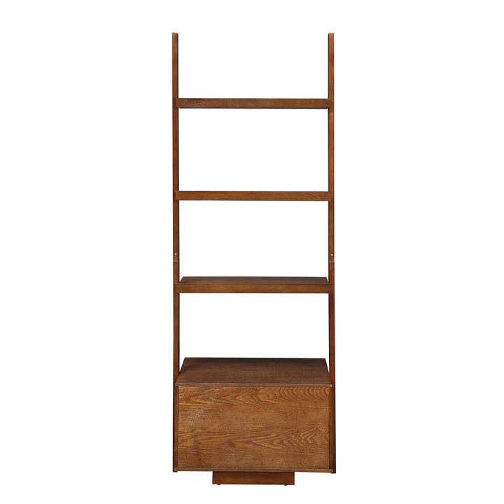 69'' H x 24.75'' W Solid Wood Ladder Bookcase Ebern Designs Color: Dark Walnut