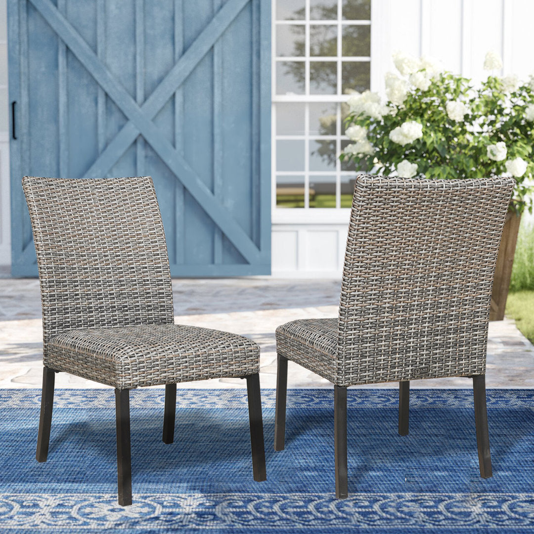 Alphild Rattan Patio Dining Side Chair (Set of 2) Lark Manor™