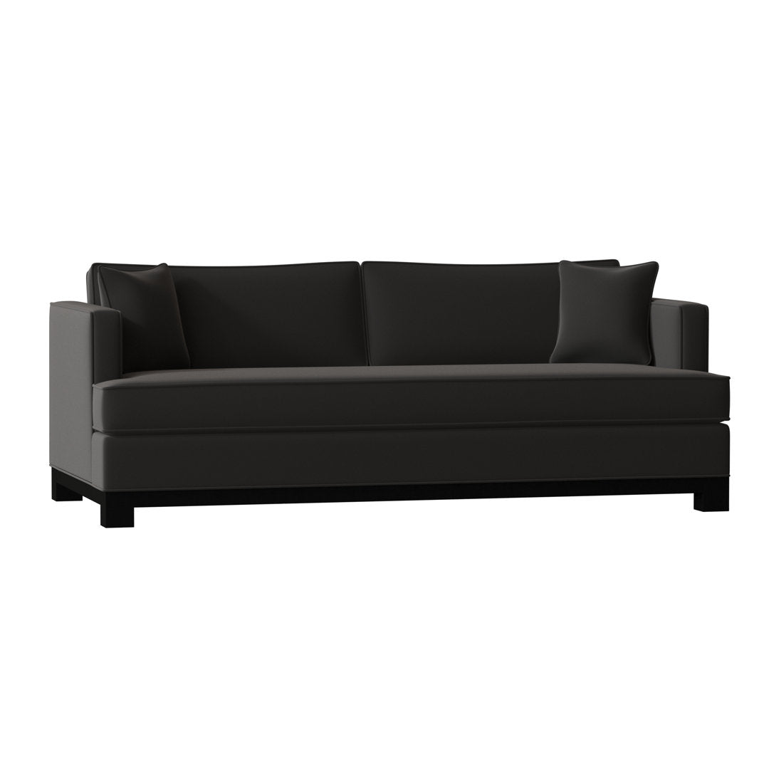 Cassidy Recessed Arm Sofa with Reversible Cushions Poshbin Leg Color: Dark Brown Size: 84 Inches Body Fabric: Aura Snow