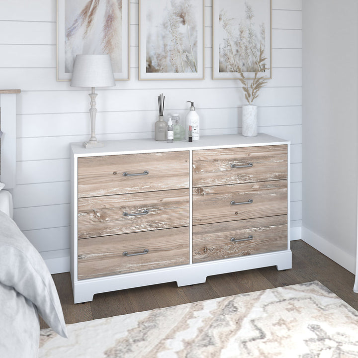 Torkelson River Brook 6 Drawer Double Dresser Ebern Designs Color: White Suede Oak/Barnwood
