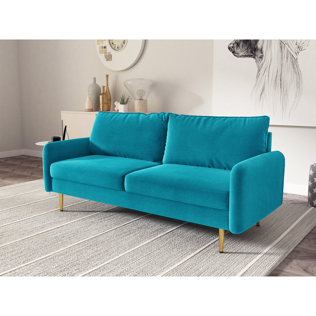 Javonta 70'' Upholstered Sofa Everly Quinn Fabric: Aqua Velvet