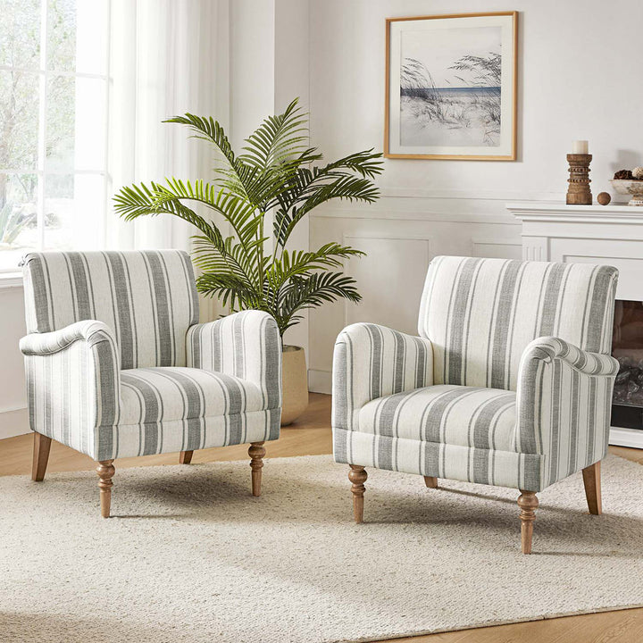 Lila Upholstered Armchair with Solid Wood Legs (Set of 2) Sand & Stable™ Fabric: Gray Polyester