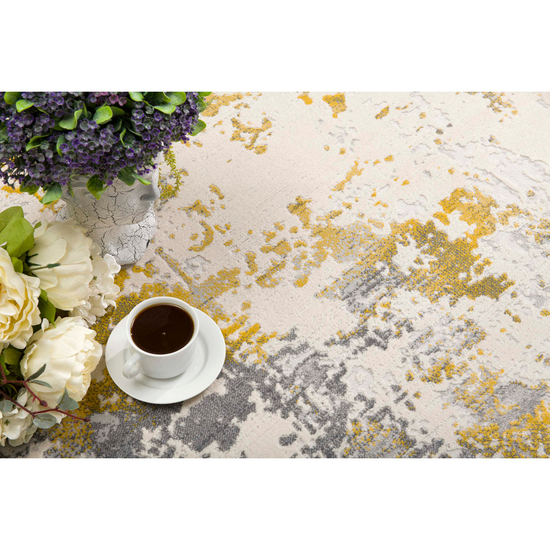 Tylor Abstract Gold Area Rug Williston Forge Rug Size: Runner 2' x 6'