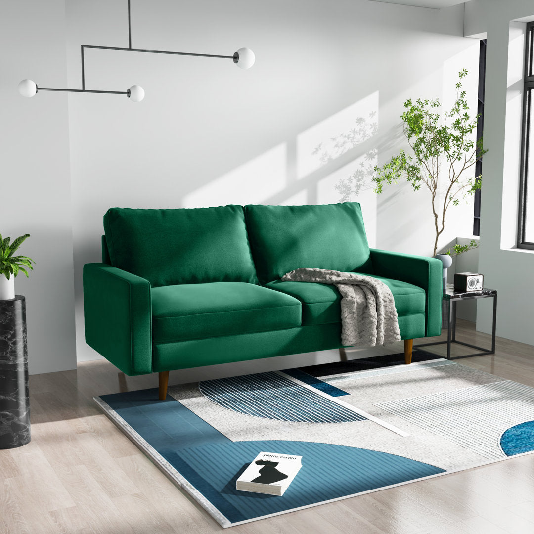 Markham 70" Velvet Square Arm Sofa Willa Arlo™ Interiors Fabric: Green Polyester