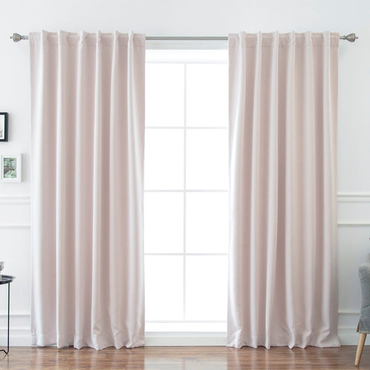 Bantam Solid Blackout Thermal Rod Pocket Curtain Panels (Set of 2) Ebern Designs Curtain Color: Baby Pink Size per Panel: 52" W x 96" L