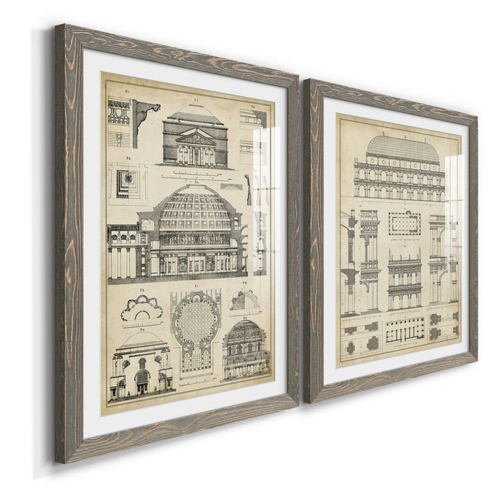 Vintage Architects Plan III - 2 Piece Picture Frame Graphic Art Print Set on Paper Williston Forge Size: 37.5" H x 55" W x 1.5" D Format: Gray Framed Paper