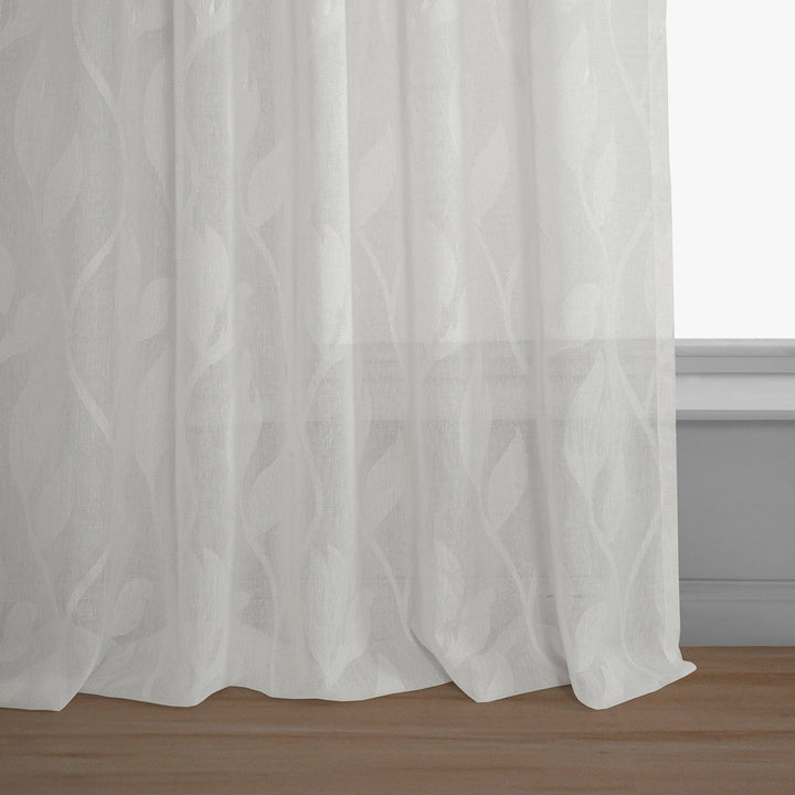 Faux Linen Sheer Curtains for Bedroom, Living Room Curtains for Large Window Single Panel Drape Winston Porter Size per Panel: 50" W x 84" L