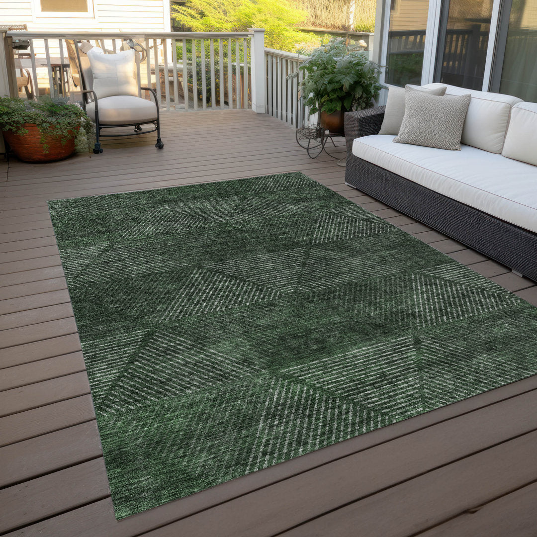 Malchow Geometric Machine Woven Polyester Indoor / Outdoor Area Rug in Green Langley Street® Rug Size: Rectangle 8' x 10'