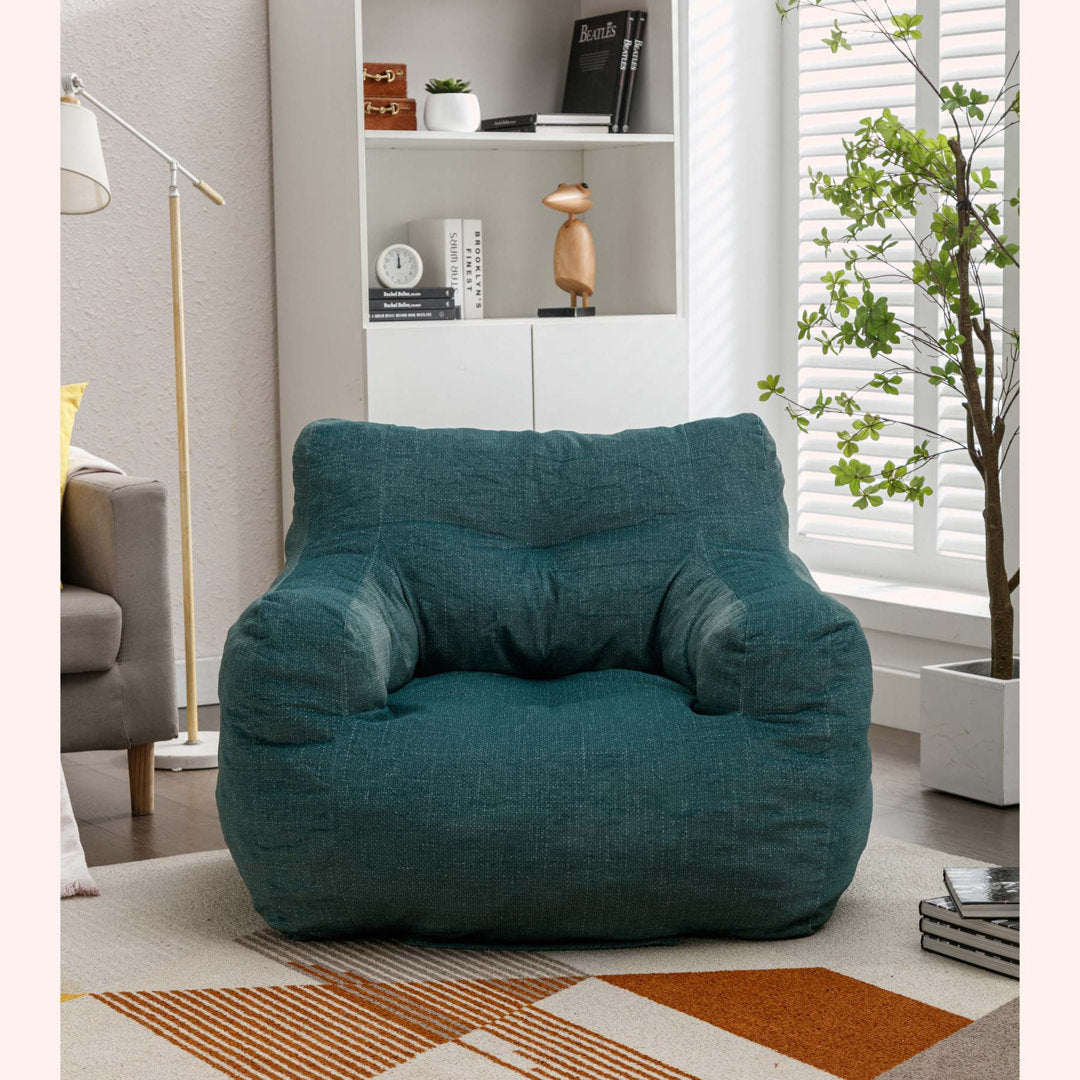 Medium Bean Bag Chair Viv + Rae™ Body Fabric: Green Linen
