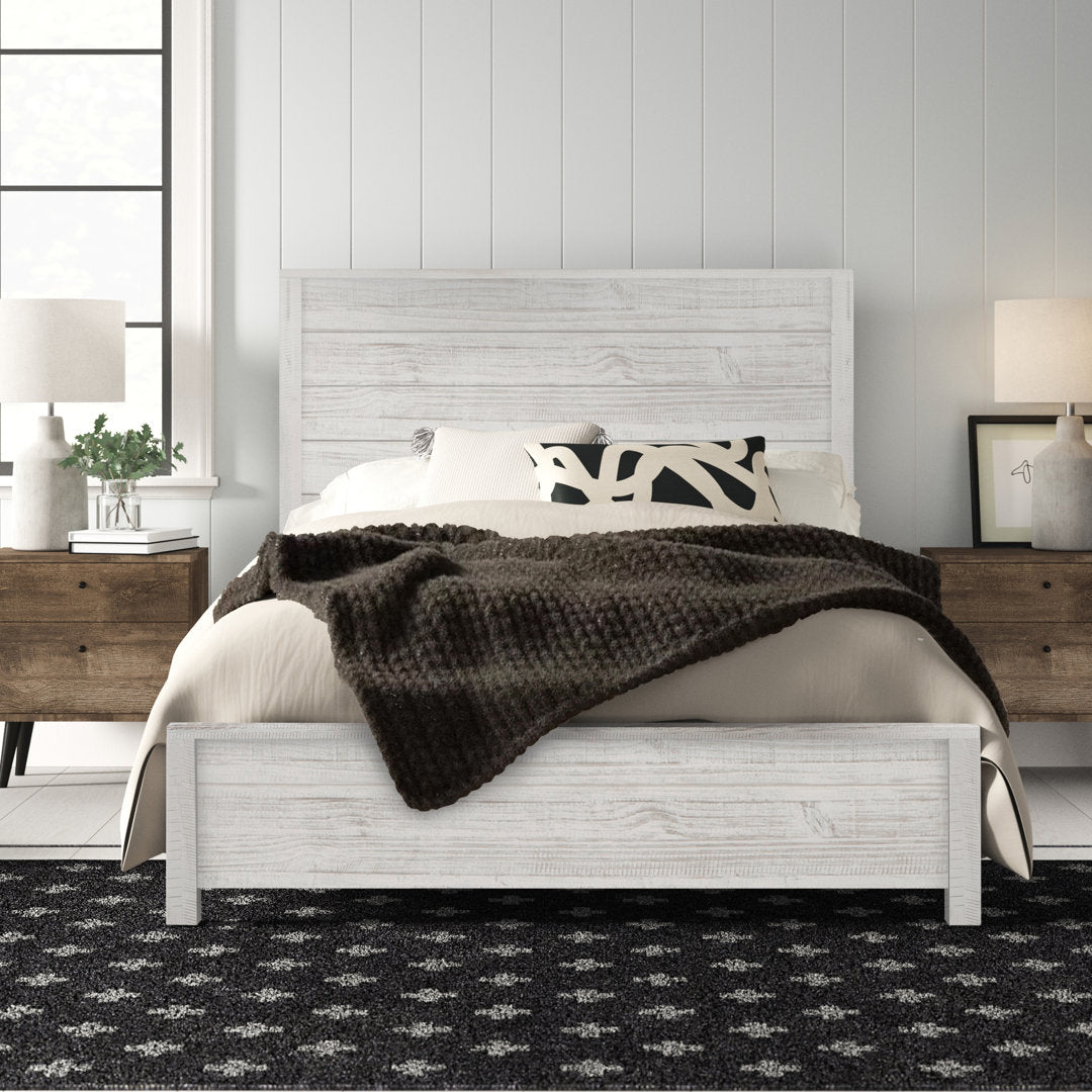 Montauk Solid Wood Bed Grain Wood Furniture Color: Rustic Off-White Size: King