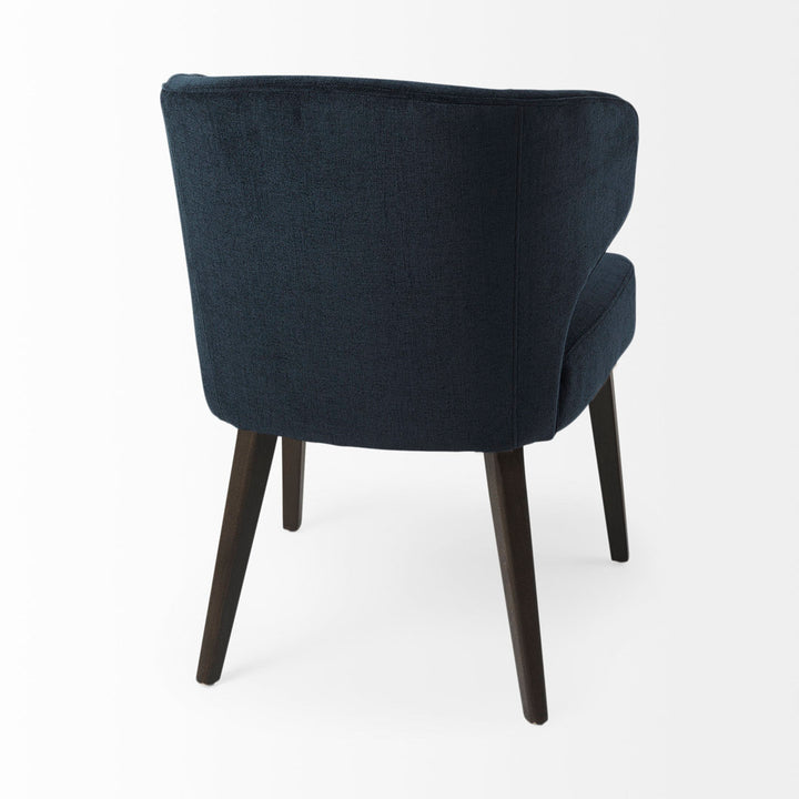 Golino Fabric Upholstered Wingback Side Chair Joss & Main Upholstery Color: Navy, Leg Color: Dark Brown