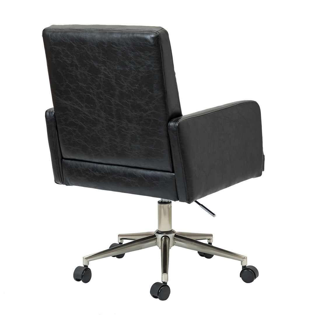 Auric Mid-Century Modern Vegan Leather Height-Adjustable Swivel Office Chair Wade Logan® Upholstery Color: Black