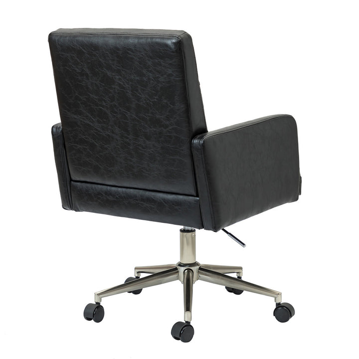 Auric Mid-Century Modern Vegan Leather Height-Adjustable Swivel Office Chair Wade Logan® Upholstery Color: Black