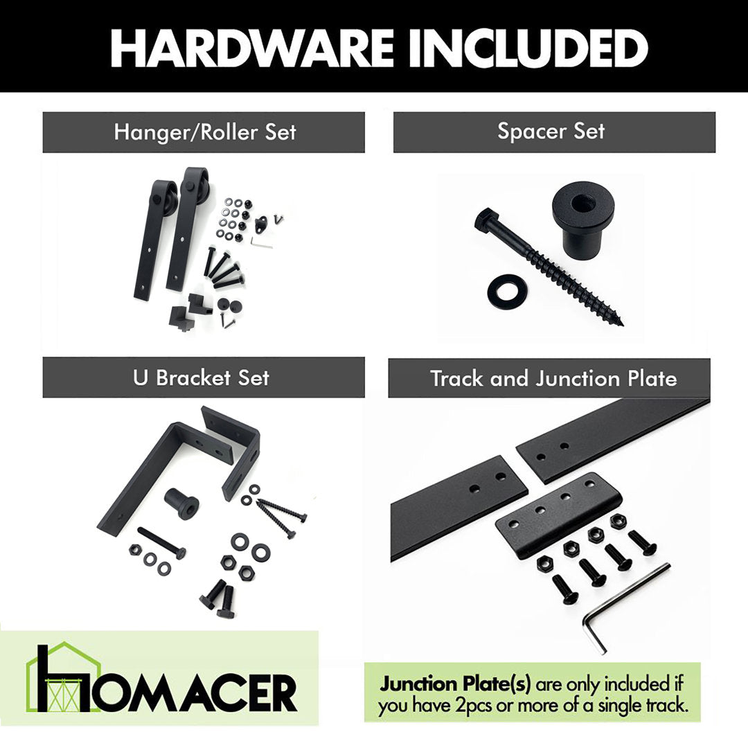 Black Rustic Classic Design Double Track Bypass Two Door Barn Door Hardware Kit( Door Not Included） Homacer Track Length: 60 in.