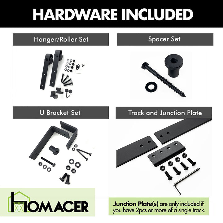 Black Rustic Classic Design Double Track Bypass Two Door Barn Door Hardware Kit( Door Not Included） Homacer Track Length: 60 in.