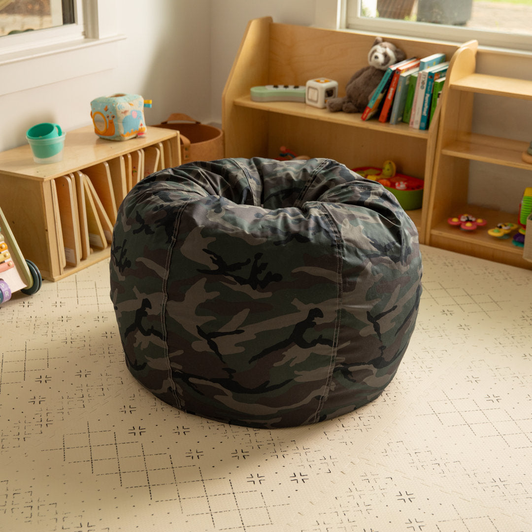 Classic Refillable Cotton Bean Bag Chair Mack & Milo™ Size: Small Body Fabric: Camouflage Cotton Twill