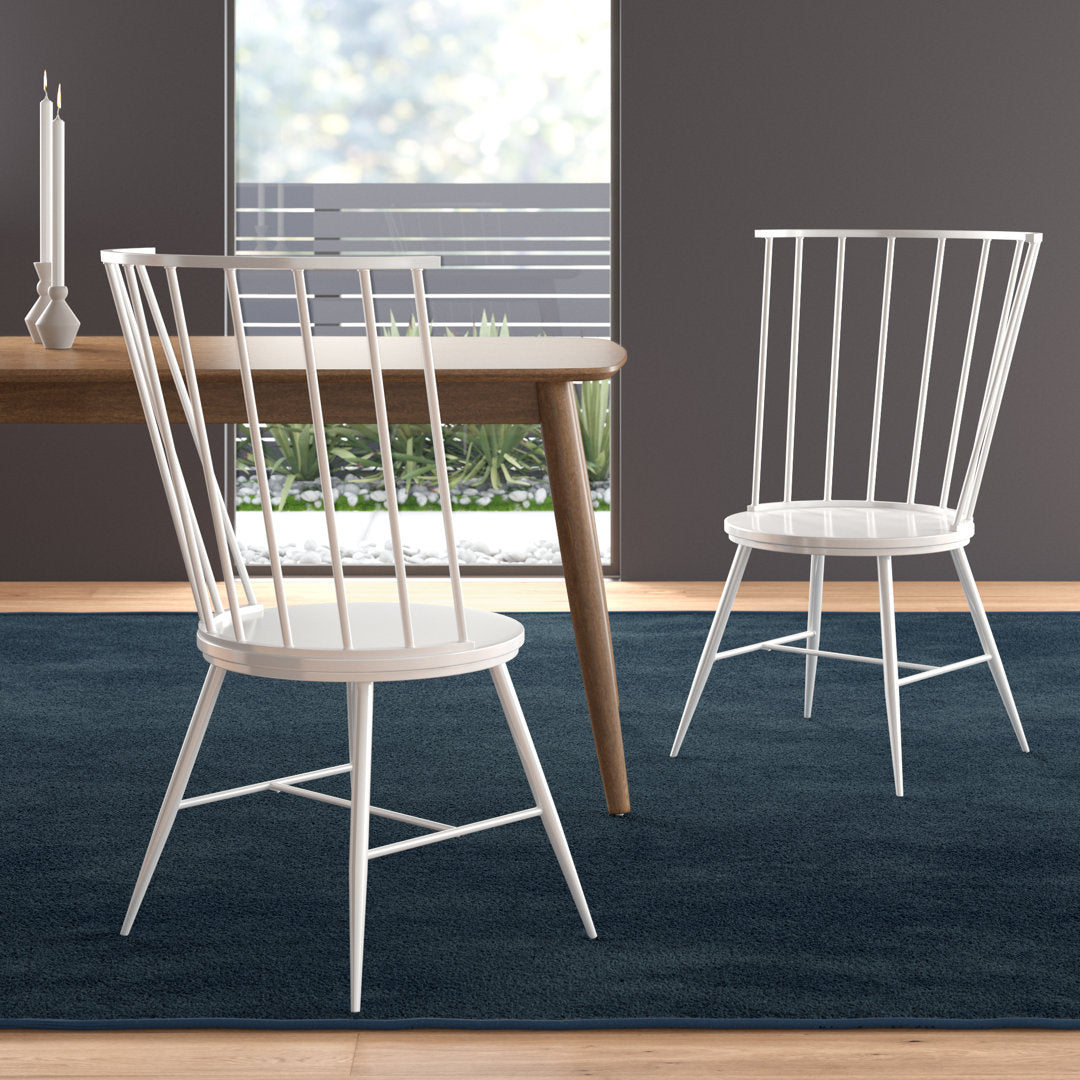 Kennamer Metal Slat Back Side Chair (Set of 2) Laurel Foundry Modern Farmhouse® Color: White