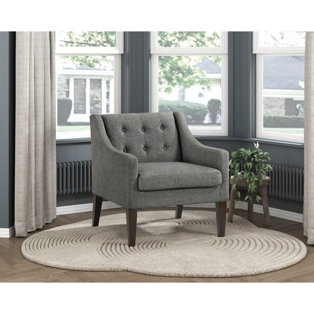 Clopton 26" Wide Mid-Century Modern Tufted Accent Armchair Hashtag Home Fabric: Dark Gray Polyester Blend