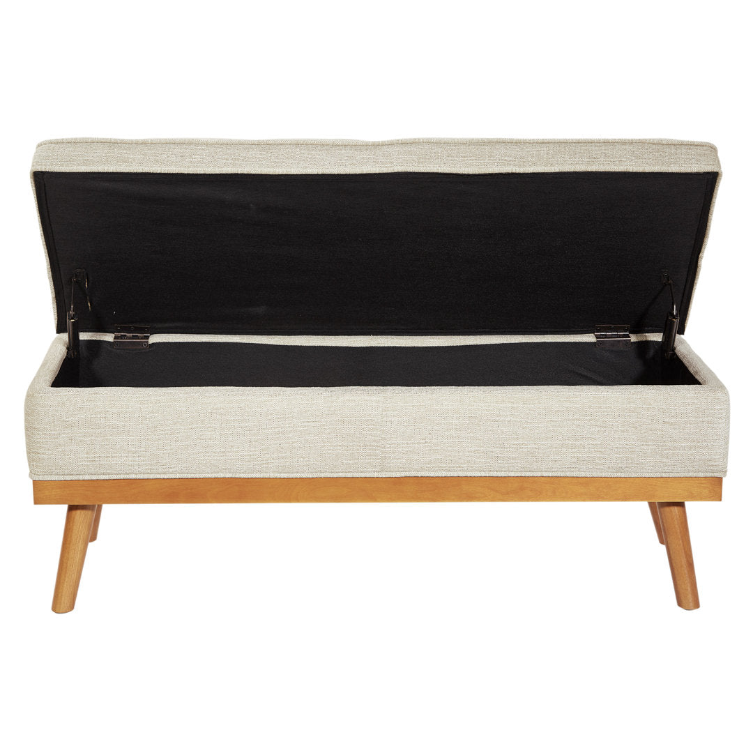 Boyu Upholstered Flip Top Storage Bench George Oliver Upholstery Color: Beige Polyester Blend