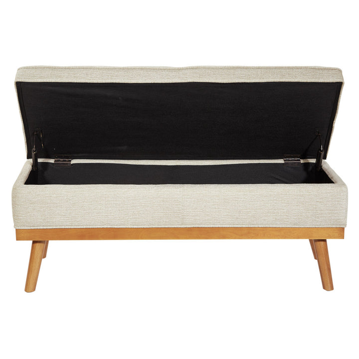 Boyu Upholstered Flip Top Storage Bench George Oliver Upholstery Color: Beige Polyester Blend