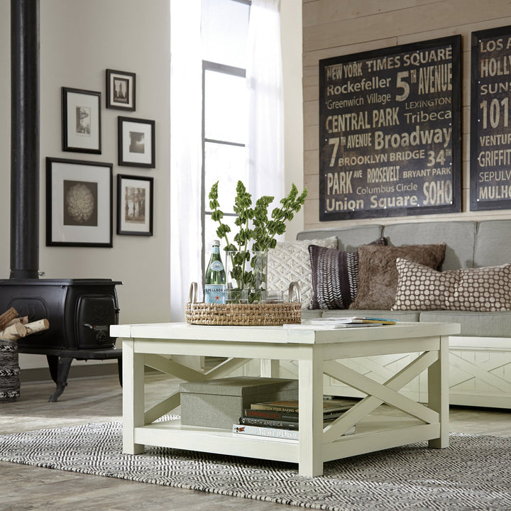 Lana Cross Legs Coffee Table with Storage Sand & Stable™
