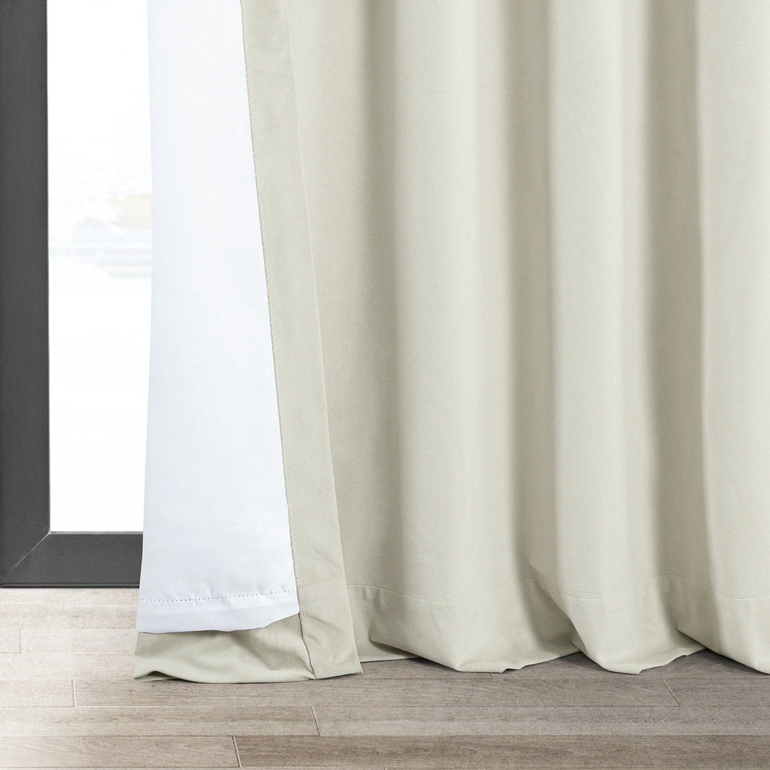 Olivia Signature Thermal Lined 100% Blackout Velvet Curtains for Bedroom & Living Room Curtains Single Panel Window Curtains Gracie Oaks Curtain Color: Off White Size per Panel: 50"W x 63"L
