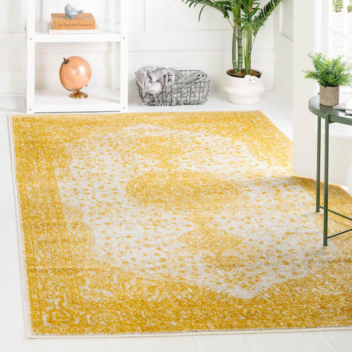 Oriental Yellow Area Rug Charlton Home® Rug Size: Rectangle 4'1" x 6'1"