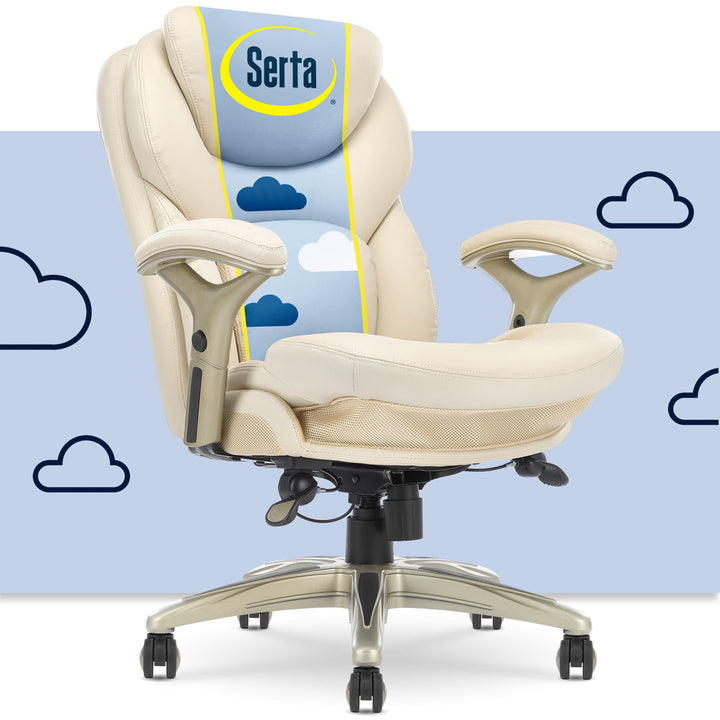 Serta Claremont Ergonomic Executive Office Chair with Back in Motion Technology and Lumbar Support Serta Upholstery Color: Ivory
