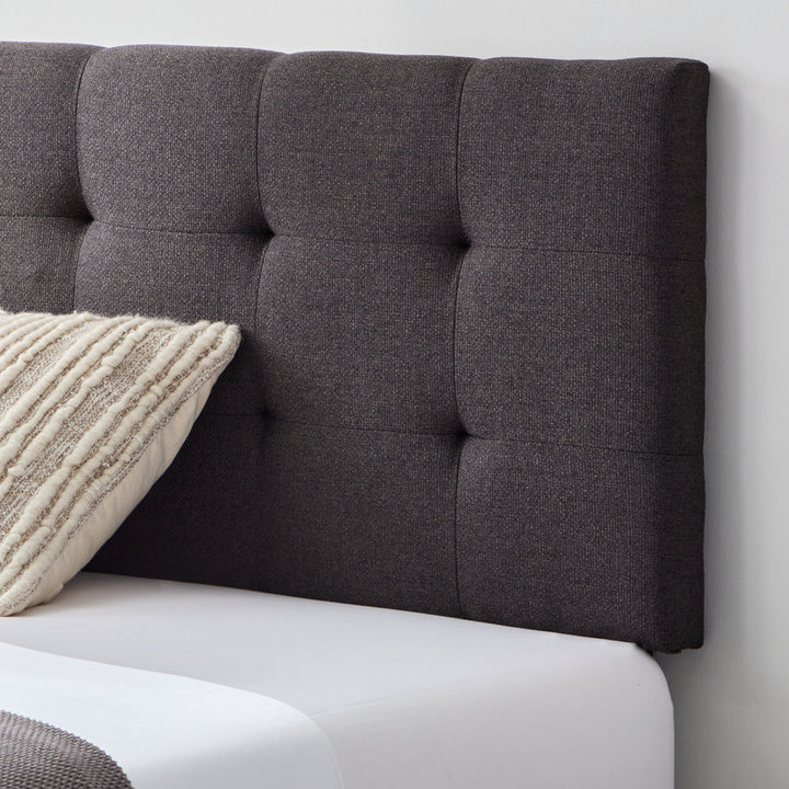 Aijha Square Tufted Upholstered Headboard Lark Manor™ Color: Charcoal Textured Size: King