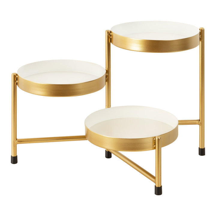 Oquendo Round Multi-tiered Plant Stand Ivy Bronx Color: White/Gold