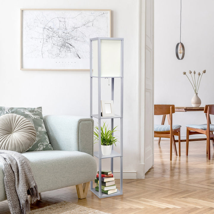 Abeyta 62.75" Column Floor Lamp Mercury Row® Teen Bulb Included: No, Base Finish: Gray