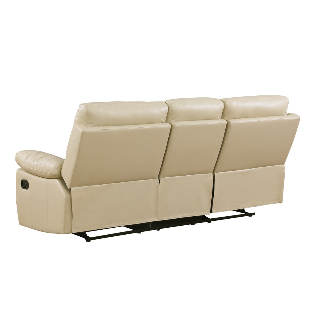 Trower 89" Faux Leather Pillow Top Arm Reclining Sofa Red Barrel Studio® Upholstery: Beige Faux Leather