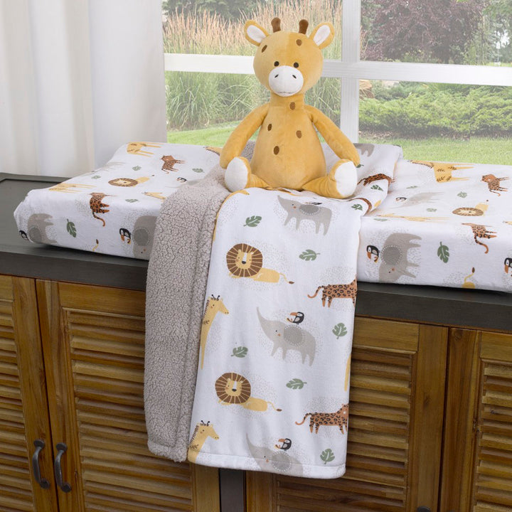 Danielle Animal Super Soft Changing Pad Cover Indigo Safari