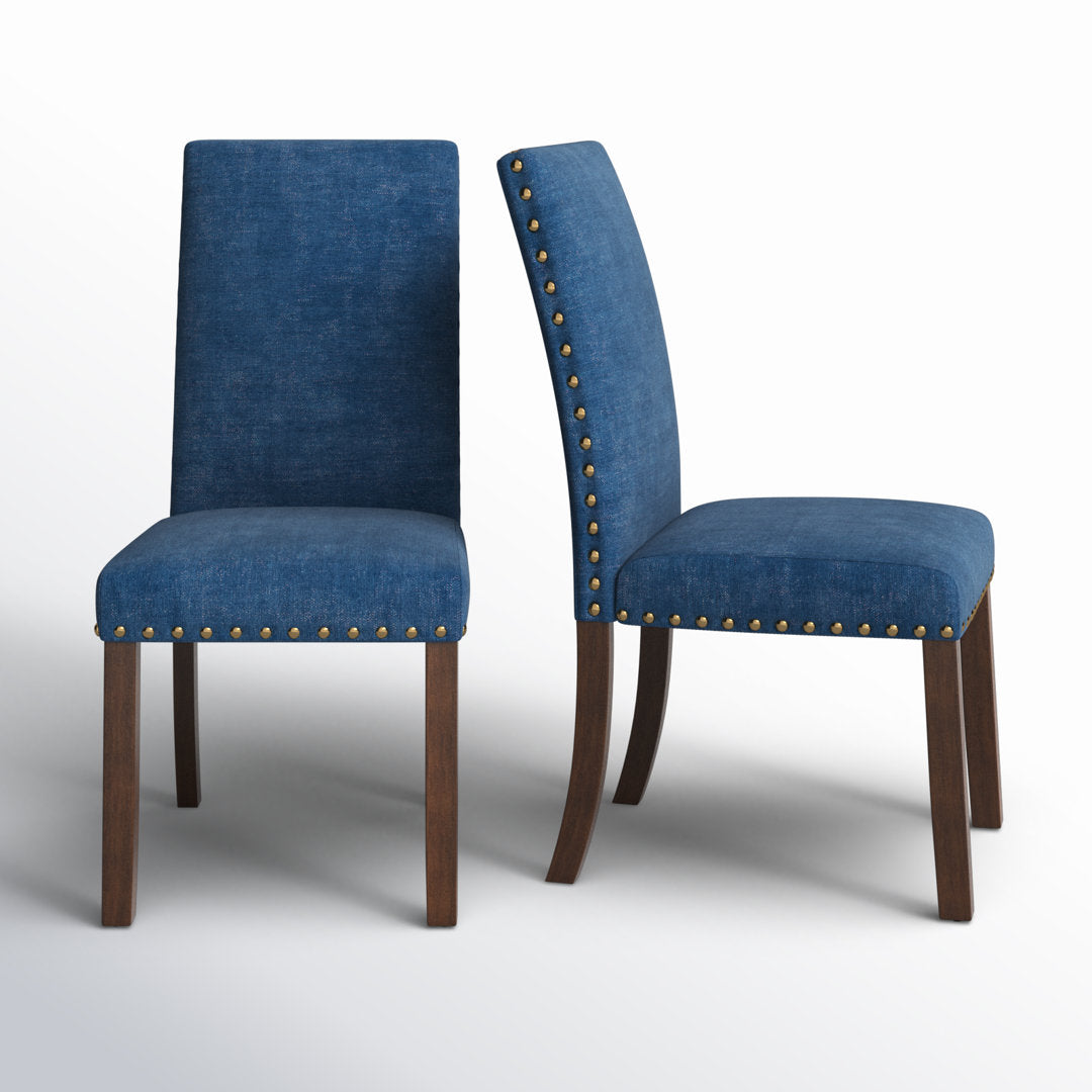 Bontrager Linen Dining Room Parsons Chair (Set of 2) Andover Mills™ Upholstery Color: Blue
