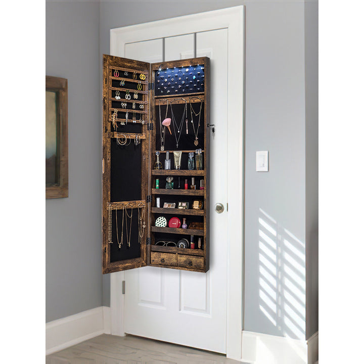 Grishilde Wall Mounted Jewelry Armoire with Mirror Latitude Run® Color: Rustic Brown