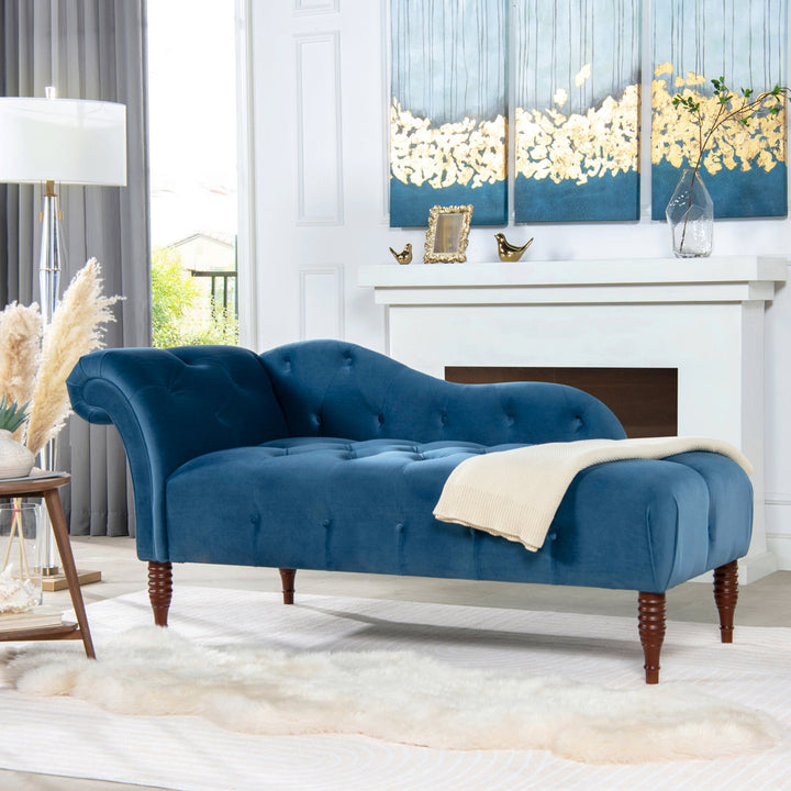 Kannon Tufted Right-Arm Chaise Lounge Willa Arlo™ Interiors Fabric: Teal Velvet