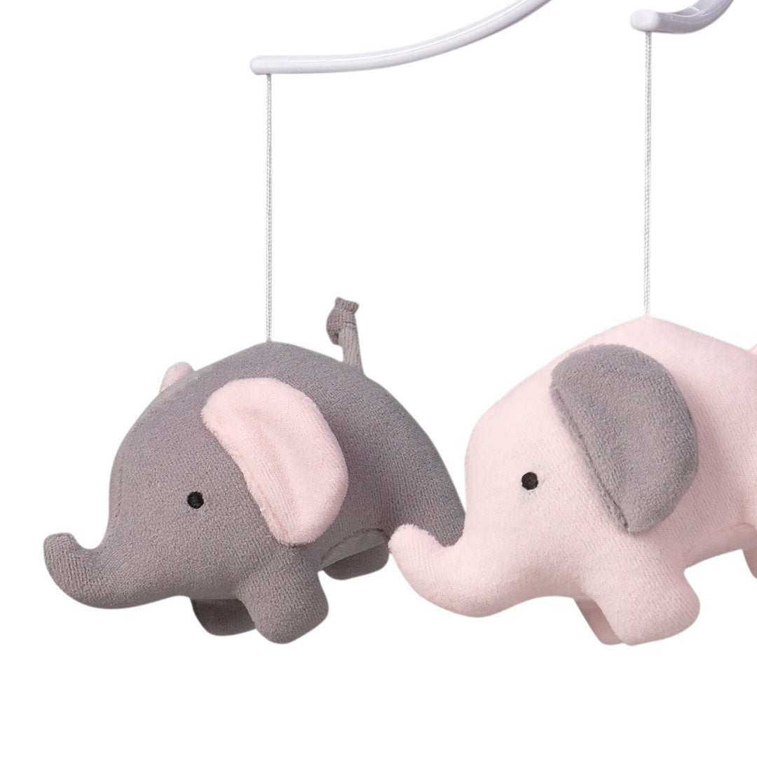 Eloise Pink/Gray Elephant Musical Baby Crib Mobile Bedtime Originals