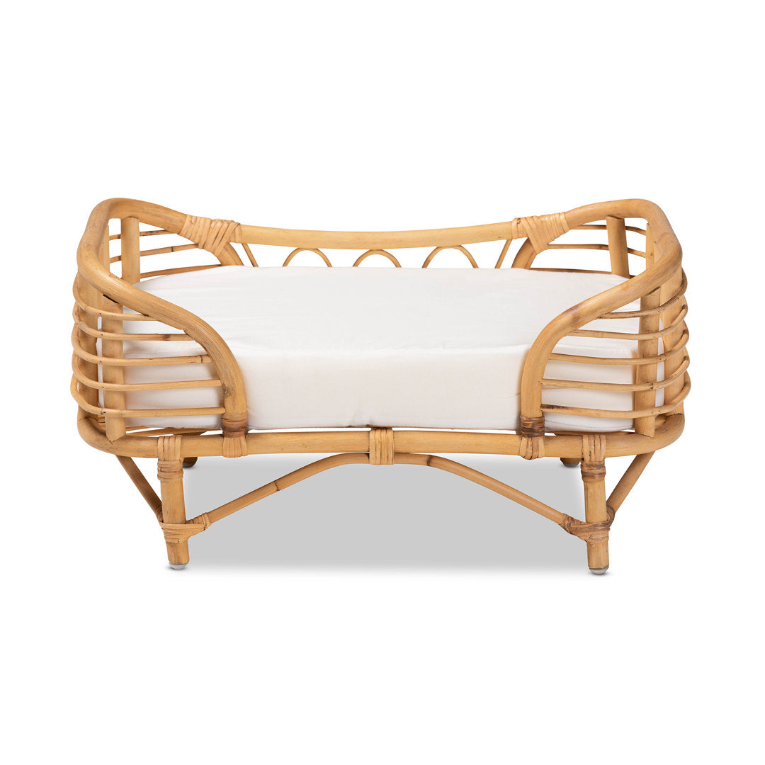 Malino Modern Bohemian  Natural Brown Rattan Pet Bed With Cushion Tucker Murphy Pet™