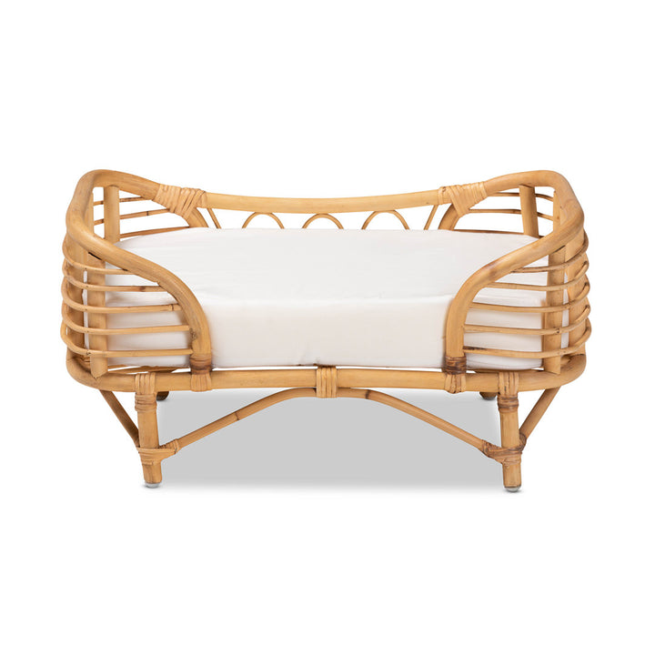 Malino Modern Bohemian  Natural Brown Rattan Pet Bed With Cushion Tucker Murphy Pet™