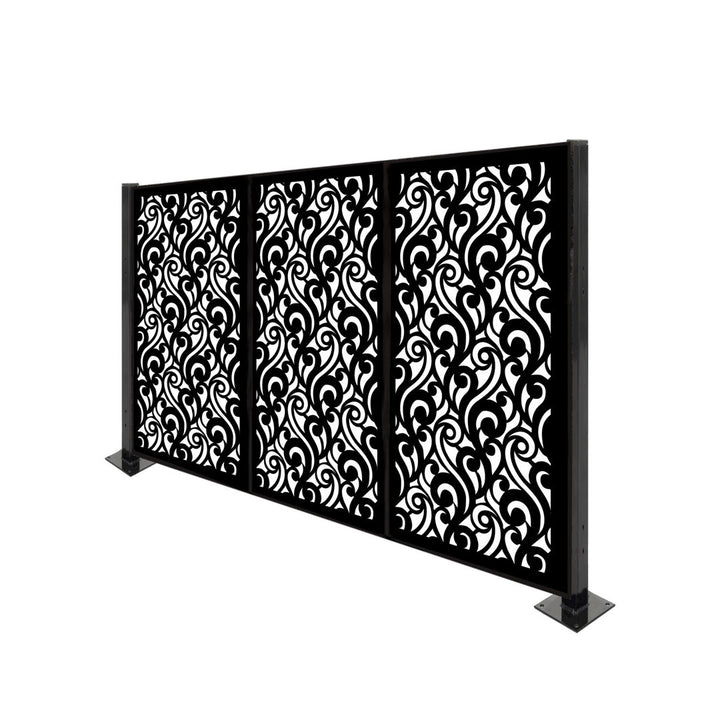 4.3 Ft. H X 6.3 Ft. W Laser Cut Metal Privacy Screen Fence, Decorative Outdoor Divider Porpora