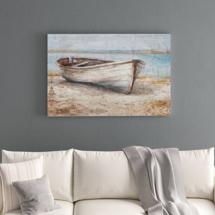 Embellished Whitewashed Boat - Print Beachcrest Home™ Size: 32" H x 48" W Format: Wrapped Canvas
